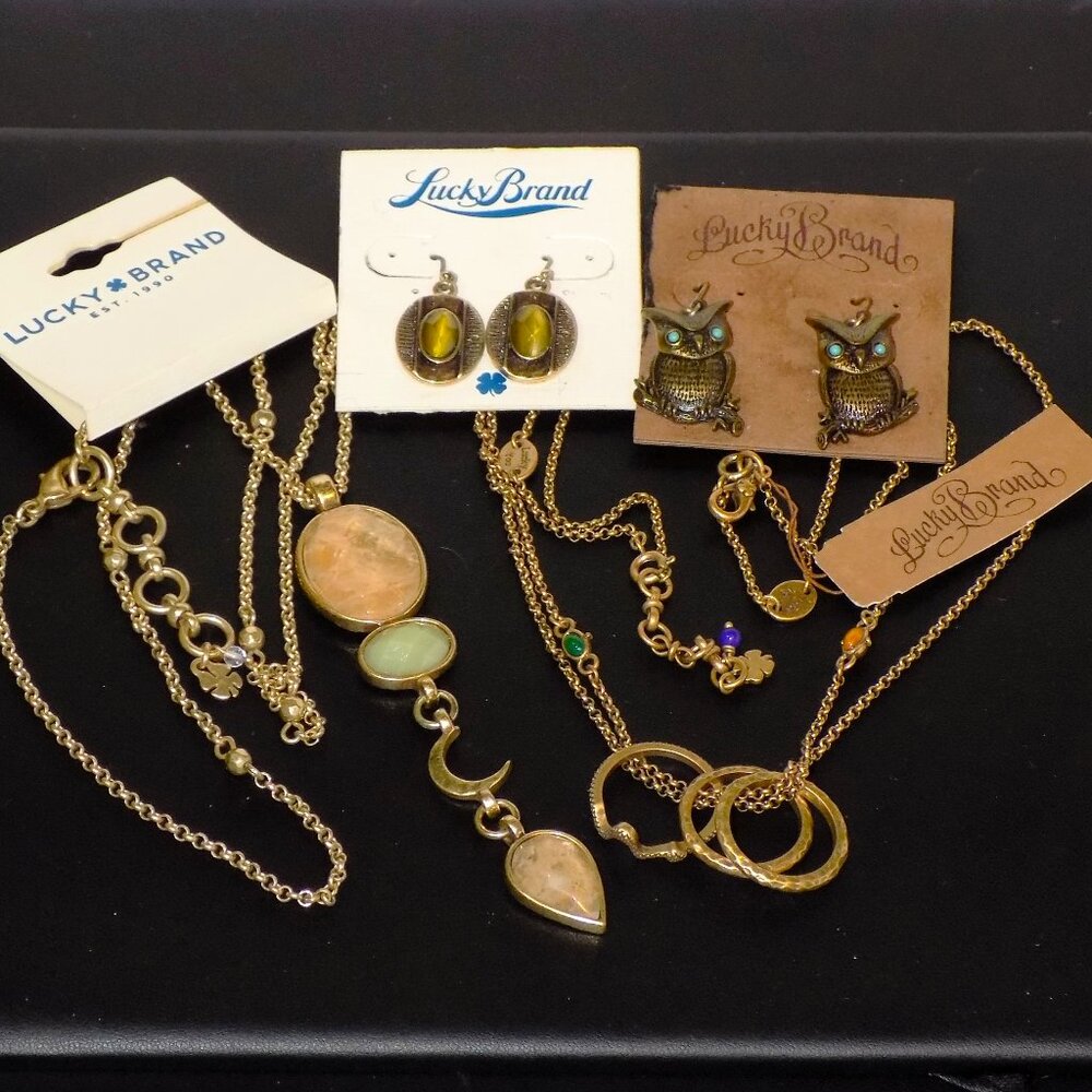 Lot of New Lucky Brand Jewelry Bundle.  Necklaces, Earrings, Rings.  $125 MSRP